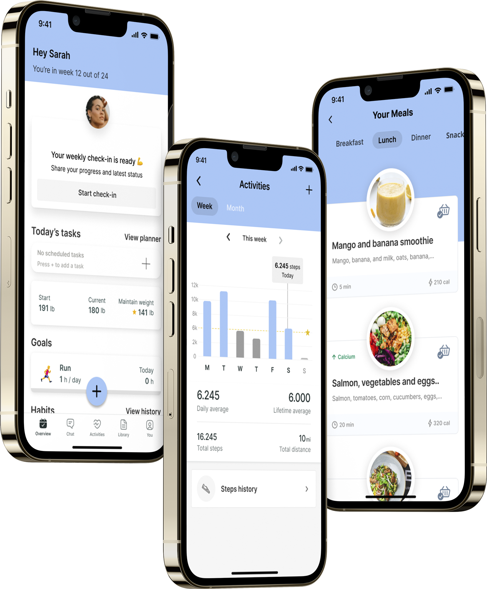 A mockup of the coaching app showcasing the features.